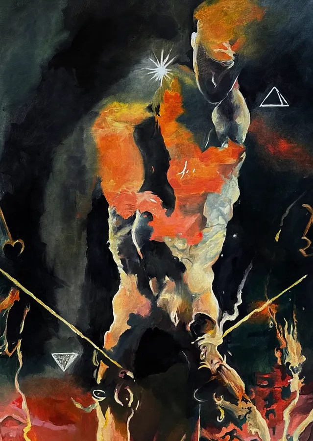 Image of Citrinitas by , size: 80x60cm, made of oil on canvas, Painting medium, part of the Magnum opus series, priced at €550