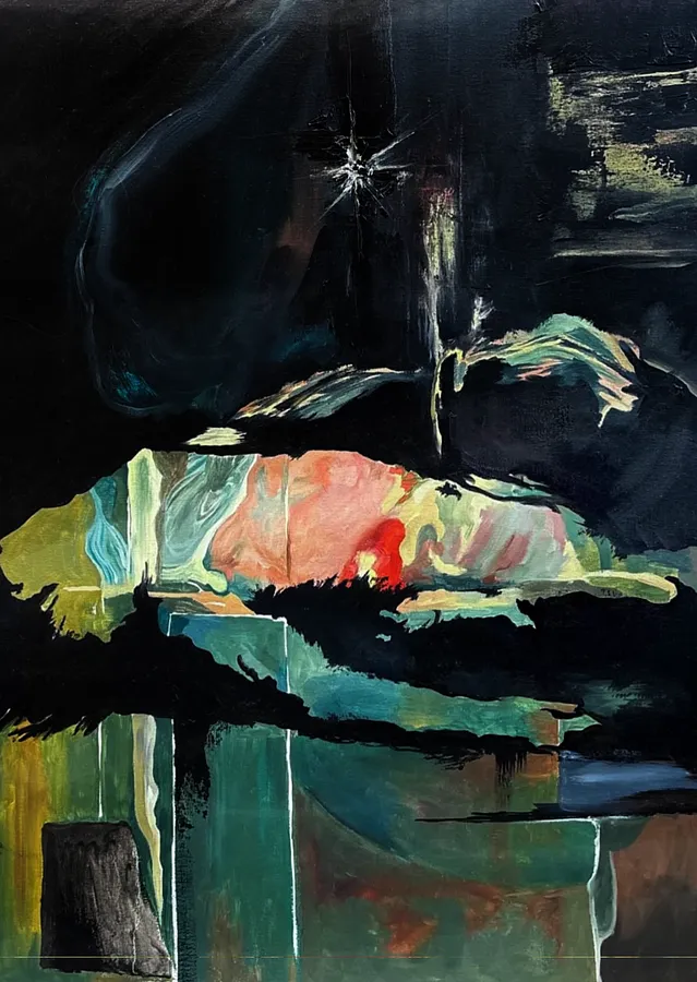 Image of Nigredo by , size: 80x60cm, made of oil on canvas, Painting medium, part of the Magnum opus series, priced at €550